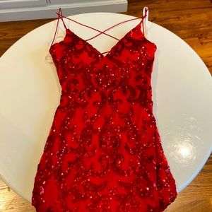 Red Sparkly Fitted Mini Formal Dress